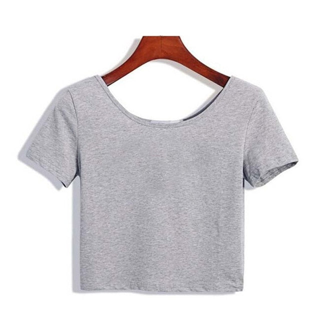 Short Sleeve O neck Crop Top