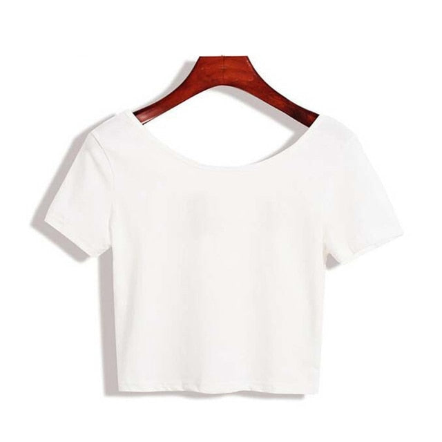 Short Sleeve O neck Crop Top