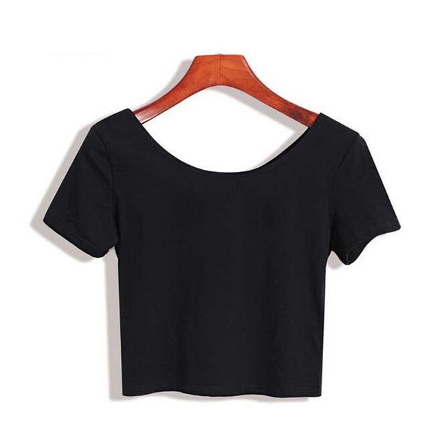 Short Sleeve O neck Crop Top