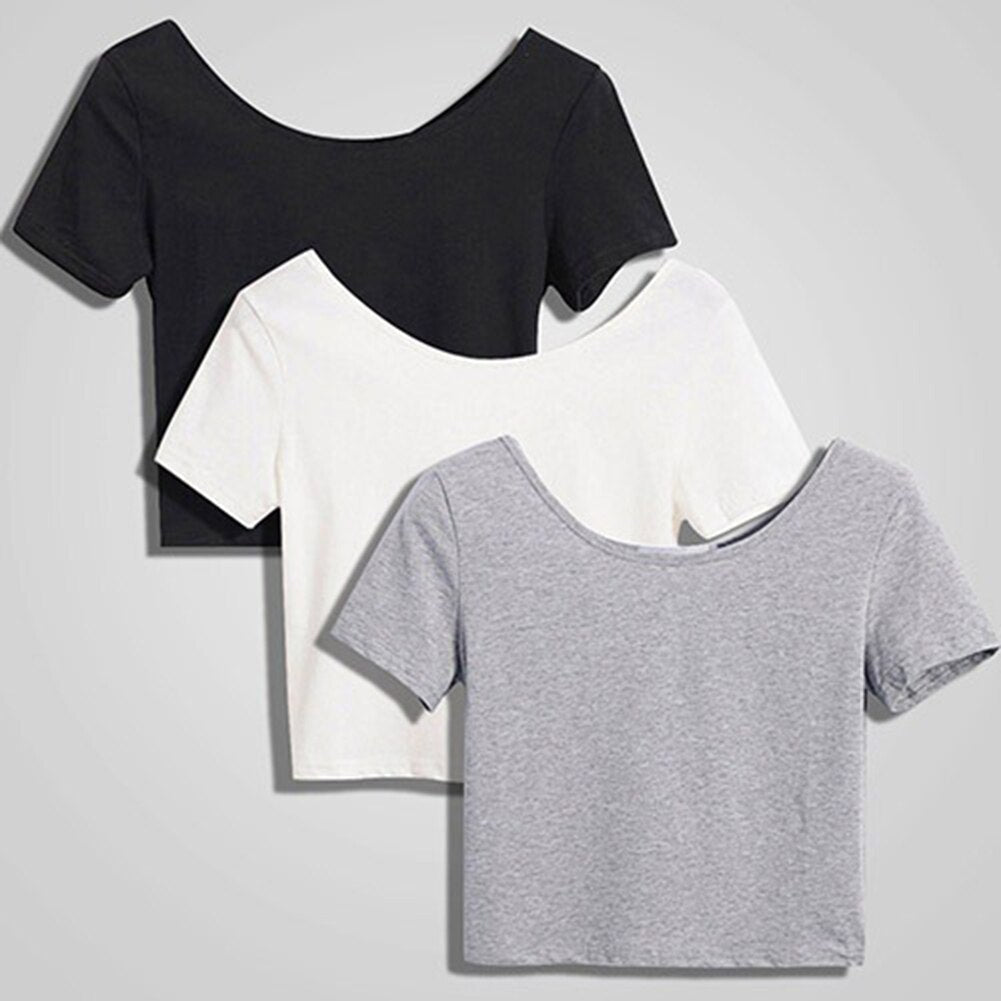 Short Sleeve O neck Crop Top