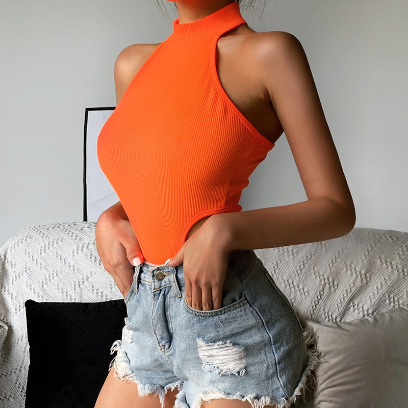 Sleeveless Halter Bodysuit