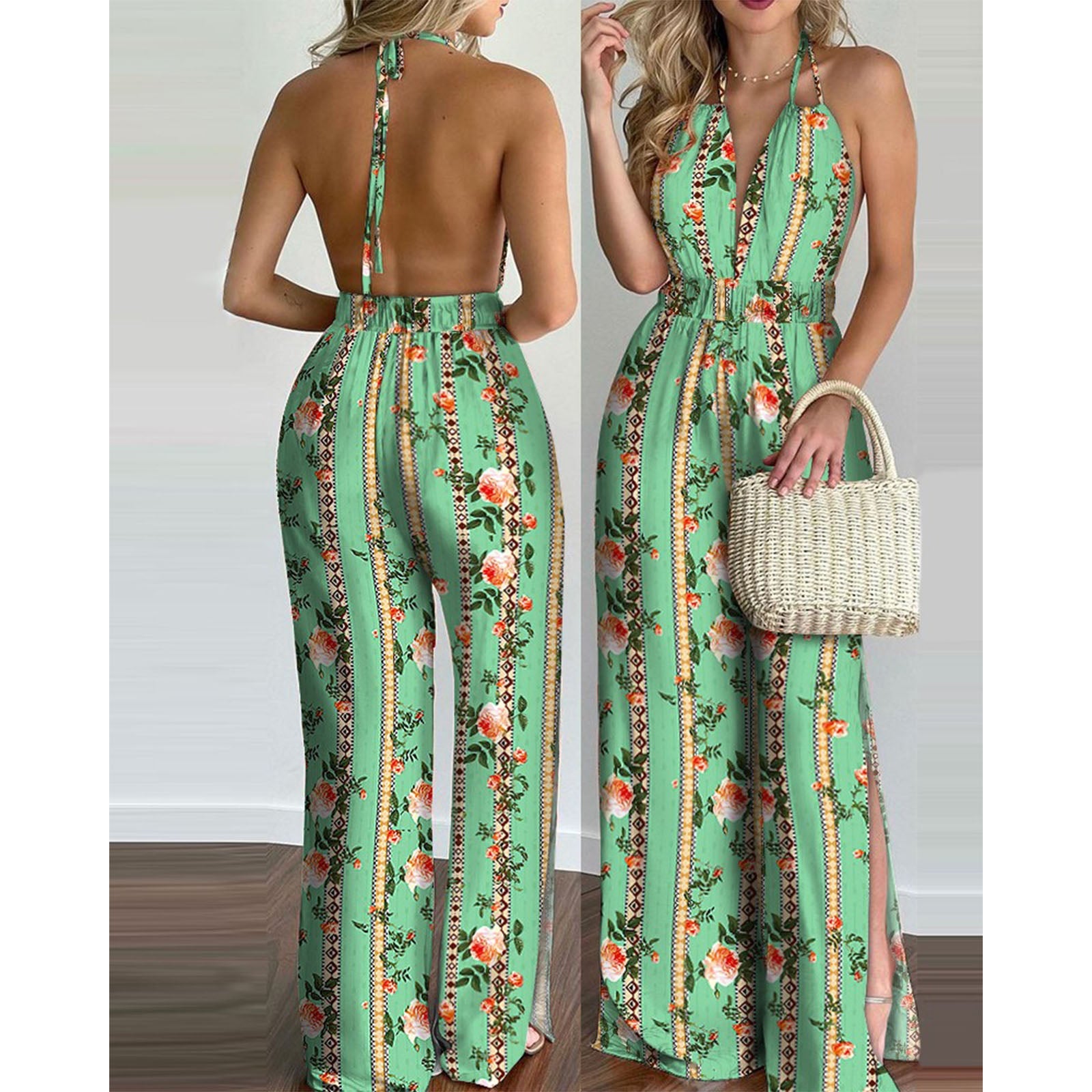 Floral Print Long Jumpsuit