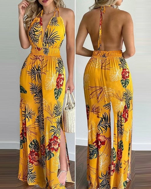 Floral Print Long Jumpsuit