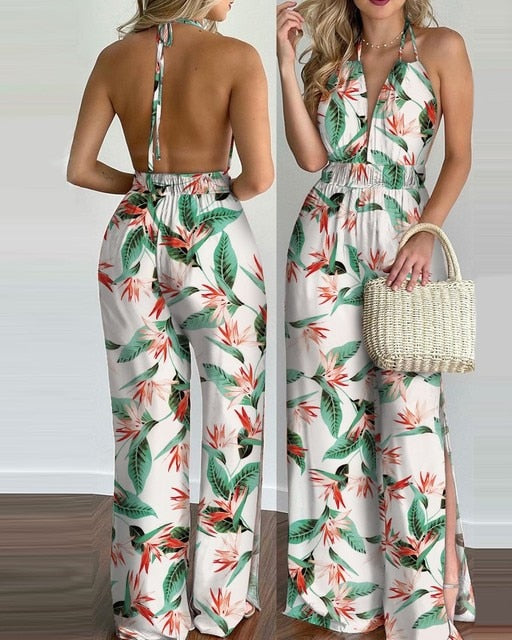 Floral Print Long Jumpsuit