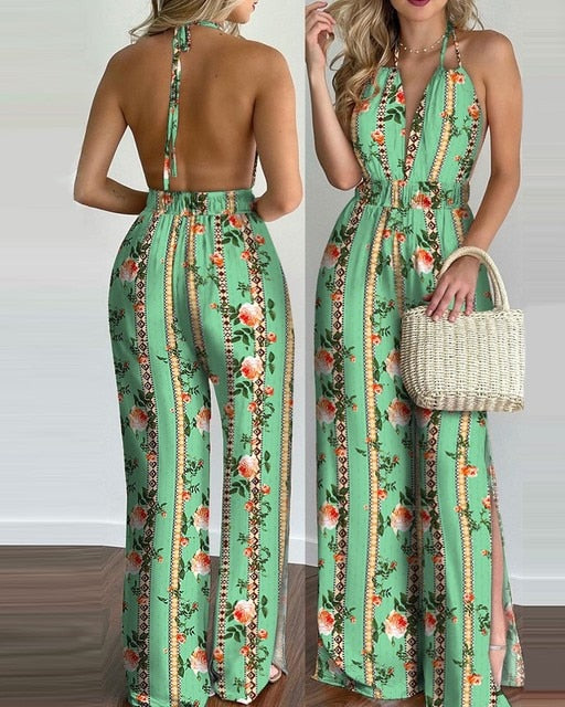 Floral Print Long Jumpsuit