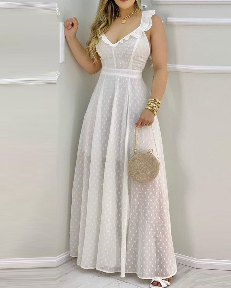 Elegant Casual Lace Up Maxi Dress