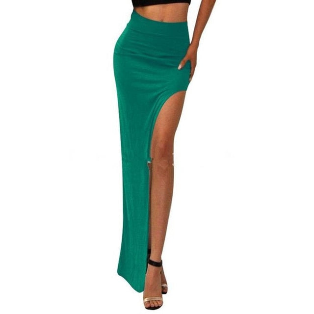 High Waist  Open Side Split Skirt