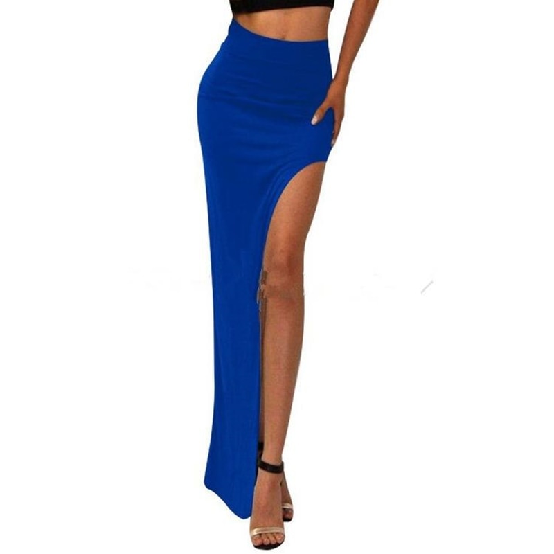 High Waist  Open Side Split Skirt