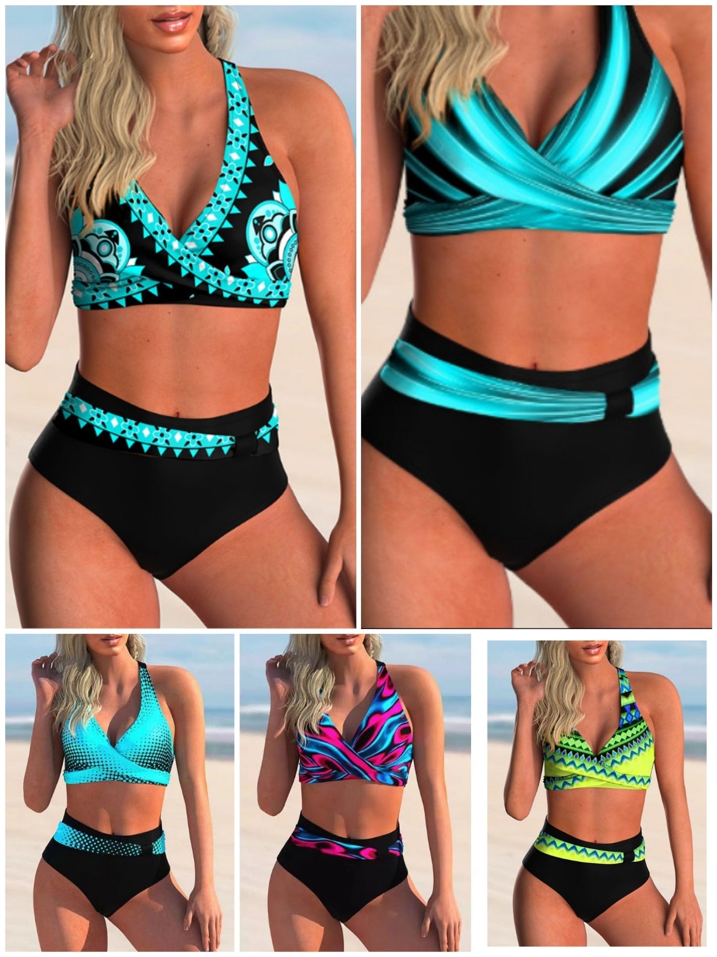 High Waist Printed Bikini Set