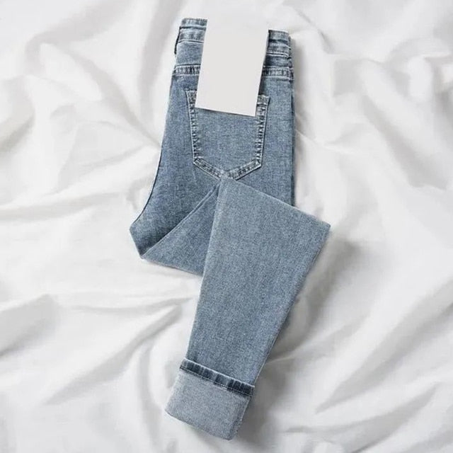 High Waist Skinny Pencil Denim Pants