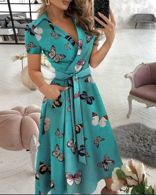 Casual Pocket  Midi Dress