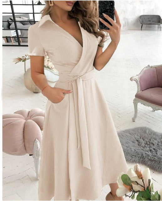 Casual Pocket  Midi Dress