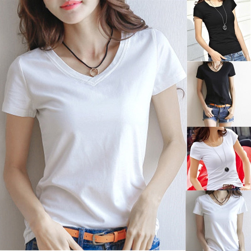 Cotton V-Neck Short Sleeve T-Shirt