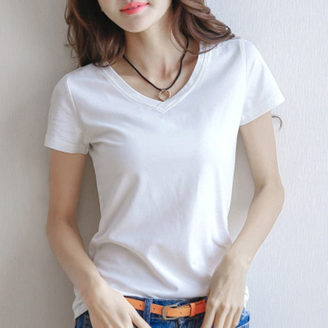 Cotton V-Neck Short Sleeve T-Shirt