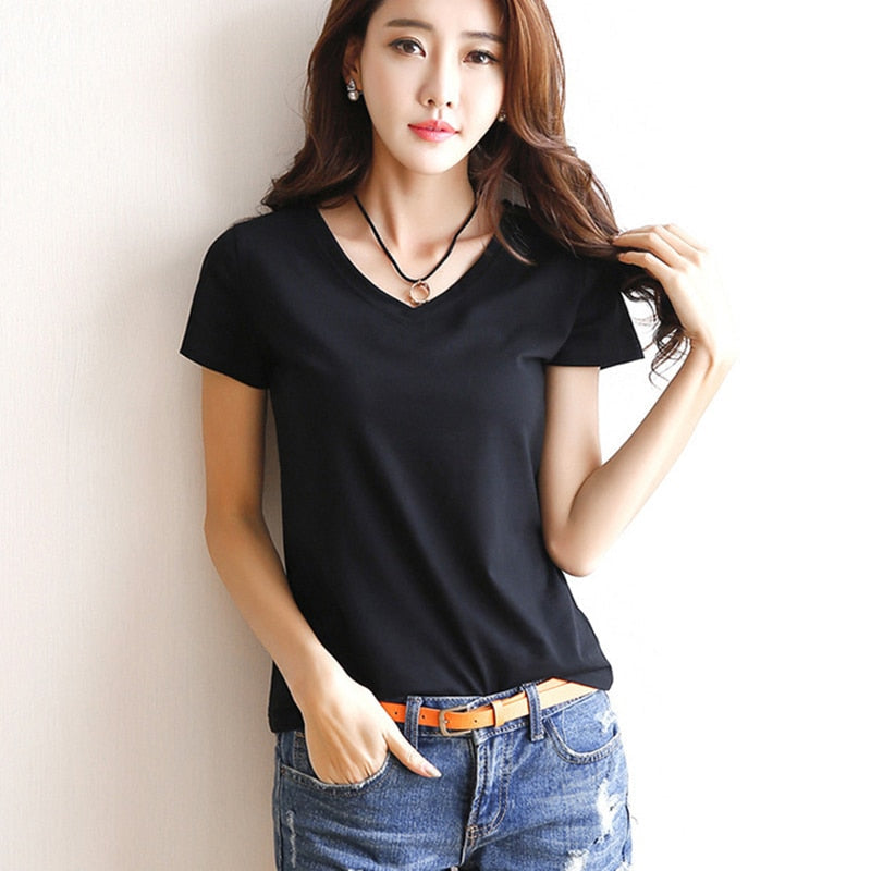 Cotton V-Neck Short Sleeve T-Shirt