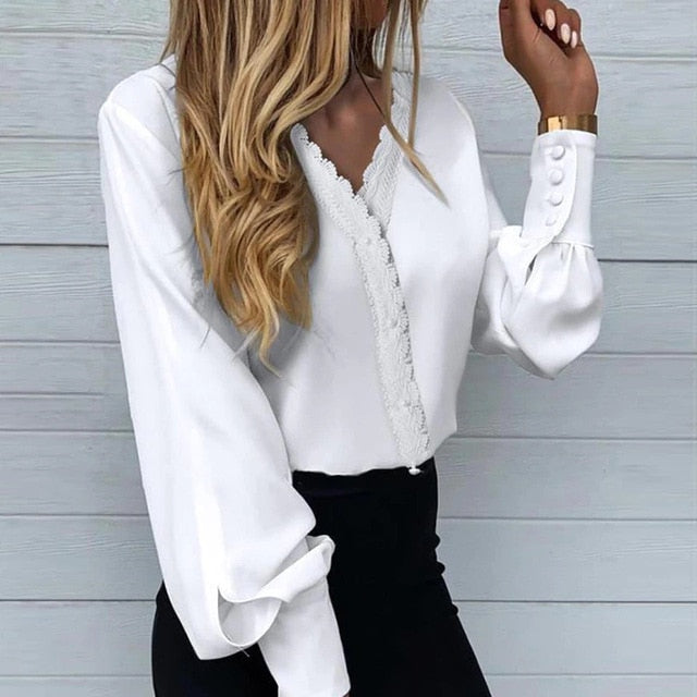 Elegant Printed Lace Casual Shirt