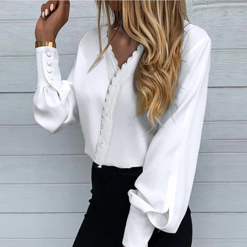 Elegant Printed Lace Casual Shirt