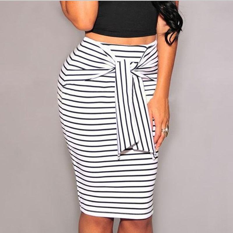 Sexy Bodycon Long Striped Skirt