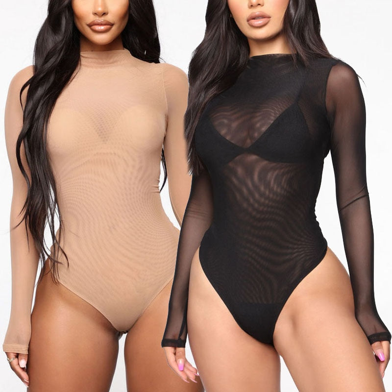 Mesh Transparent Thong Bodysuit