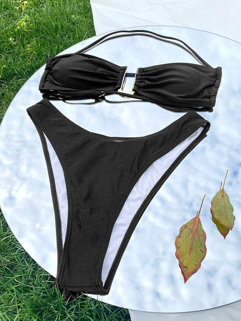 3 Piece Bikinis Sexy Bandeau Swimsuit