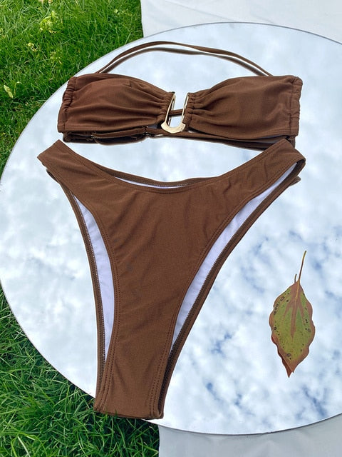 3 Piece Bikinis Sexy Bandeau Swimsuit