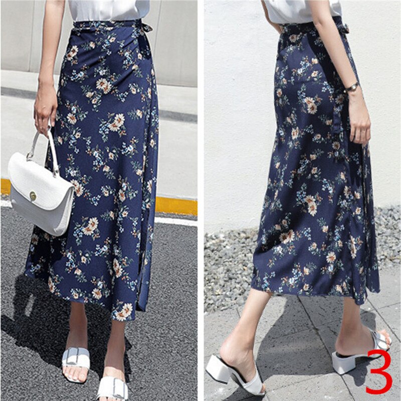 High Waist Long Wrap Floral Skirt