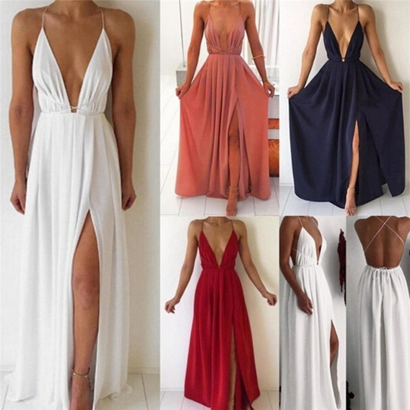 Elegant Long Bandage Slit Dress