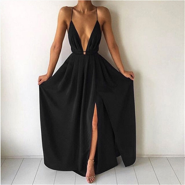 Elegant Long Bandage Slit Dress