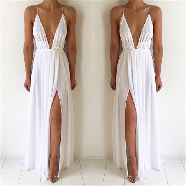 Elegant Long Bandage Slit Dress