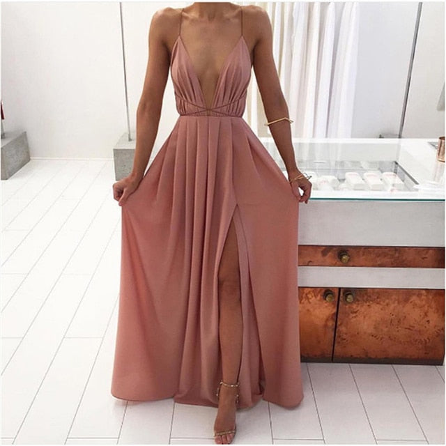 Elegant Long Bandage Slit Dress