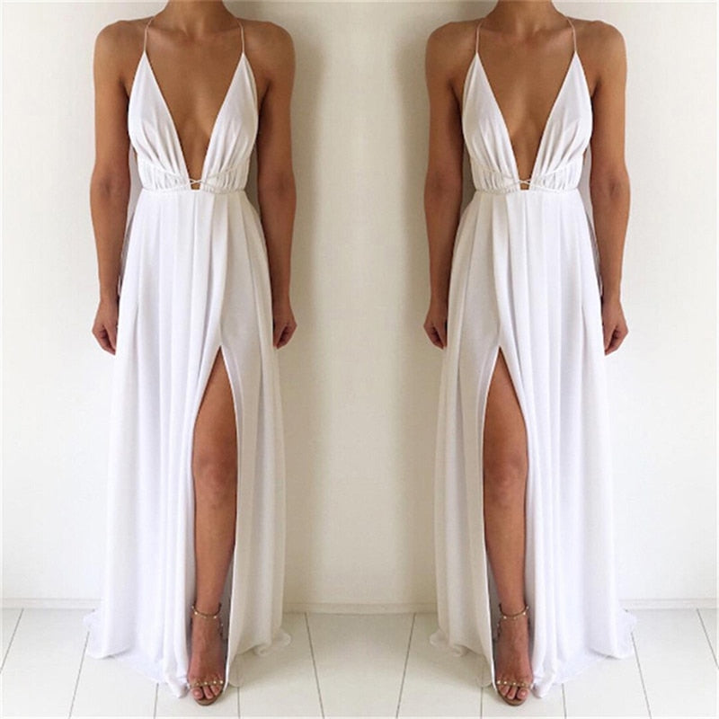 Elegant Long Bandage Slit Dress