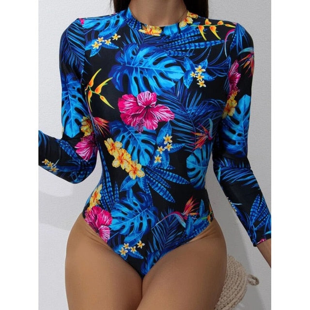 Long Sleeve Print Swimwear