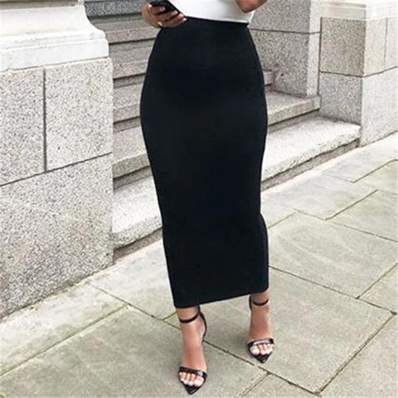 High Waist Elastic Bodycon Skirt