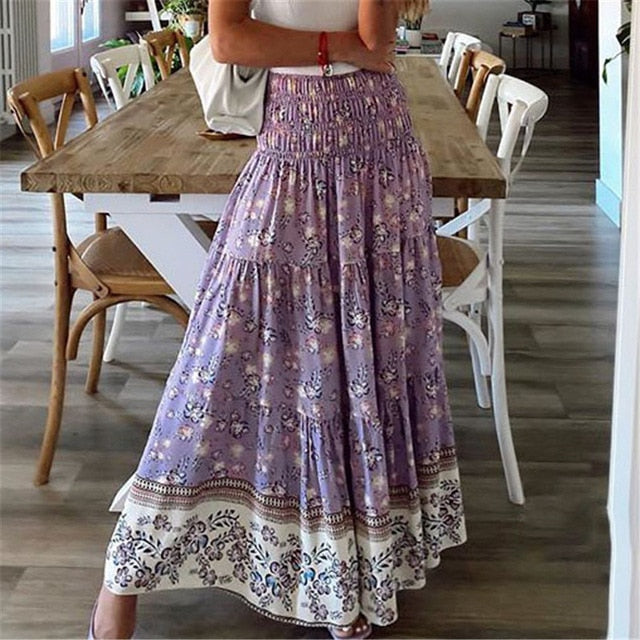 Casual Print Maxi Skirt