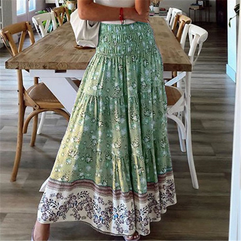 Casual Print Maxi Skirt