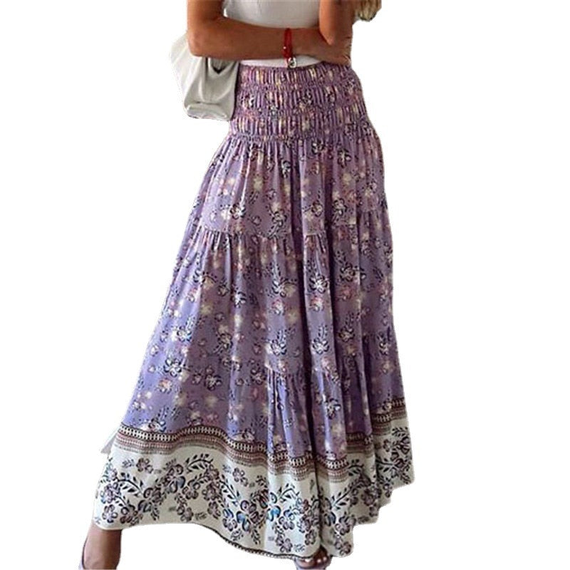 Casual Print Maxi Skirt