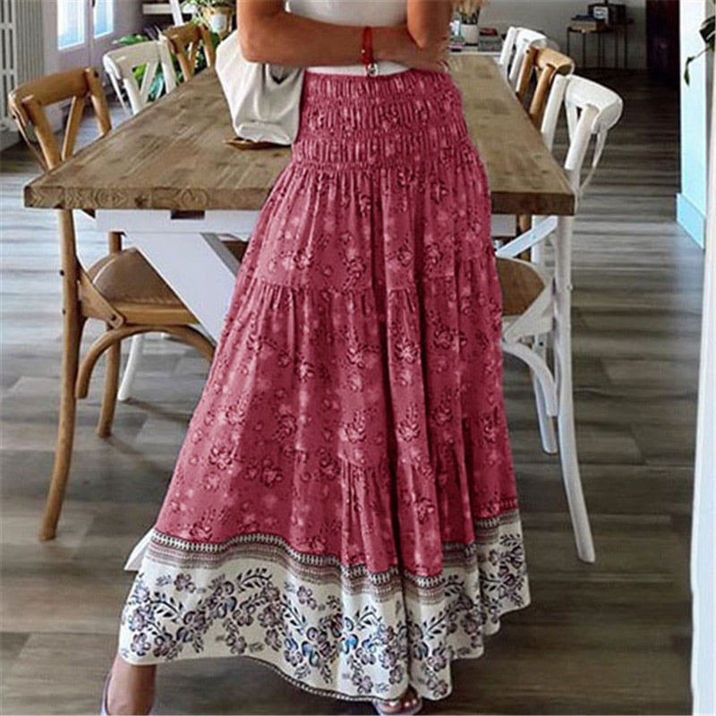 Casual Print Maxi Skirt