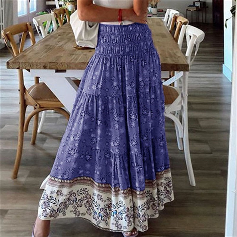 Casual Print Maxi Skirt