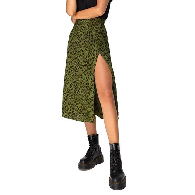 High Waist Elastic Leopard Split Beach Skirt