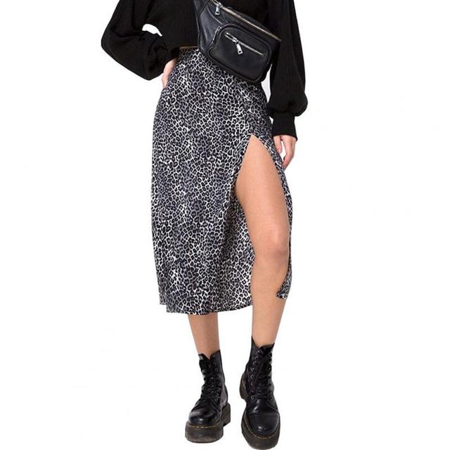 High Waist Elastic Leopard Split Beach Skirt