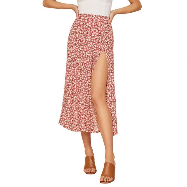 High Waist Elastic Leopard Split Beach Skirt