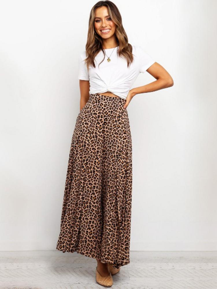 Loose Leopard Print Wide Leg Pants