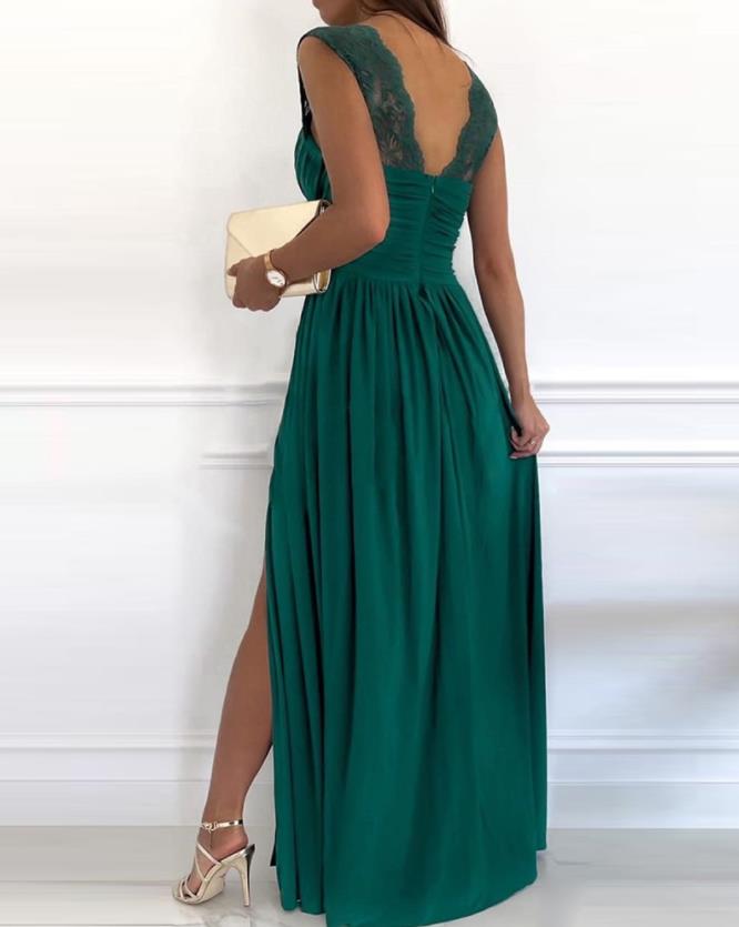 V-Neck Sleeveless High Slit Maxi Dress