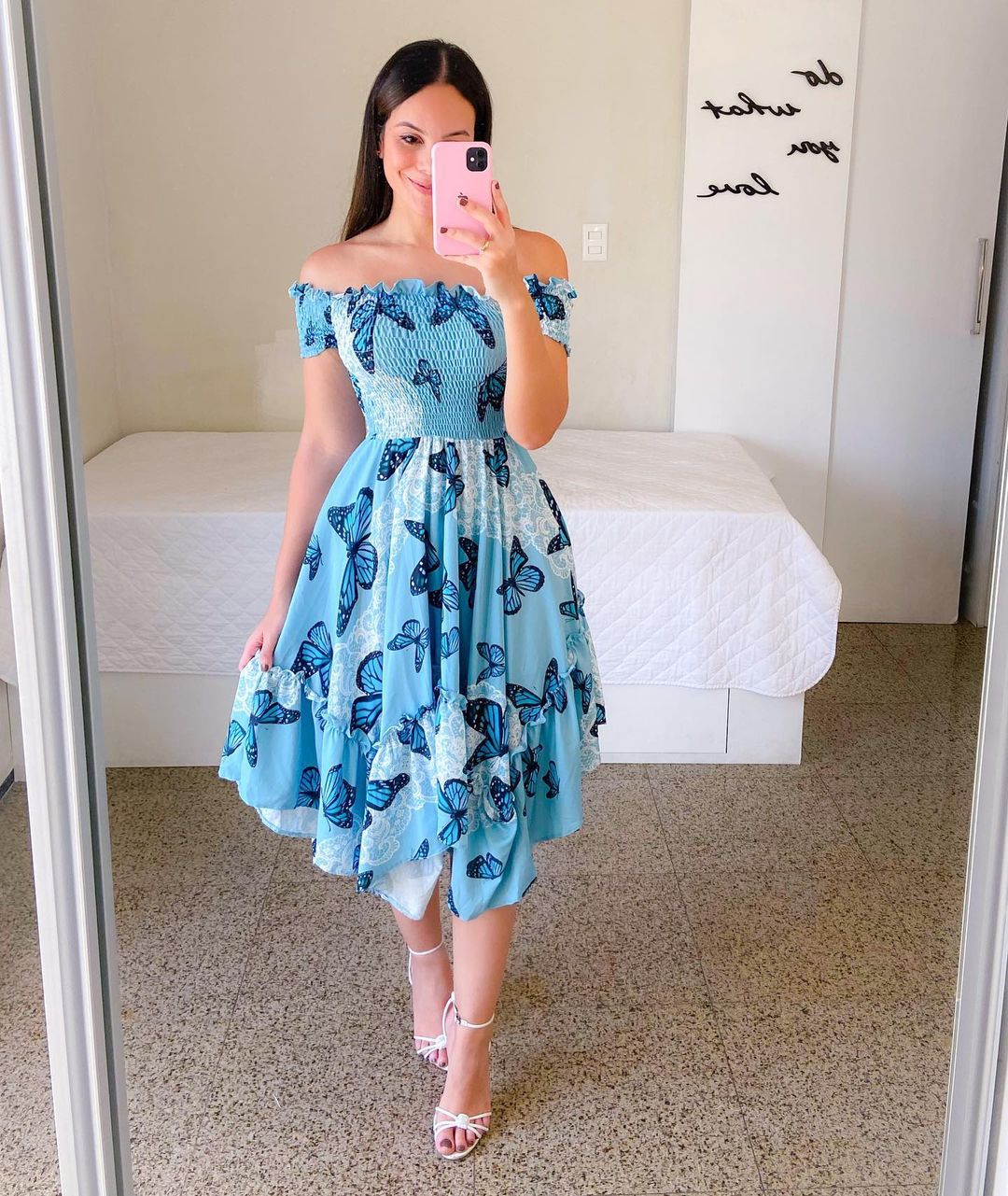 Off Shoulder Flower Print Dress