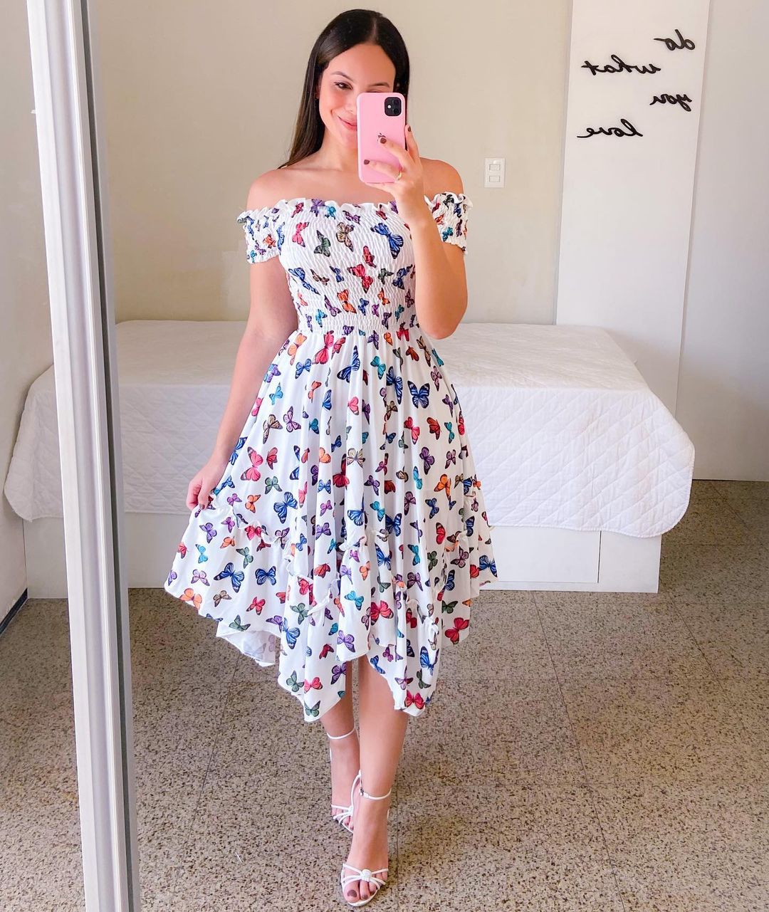 Off Shoulder Flower Print Dress