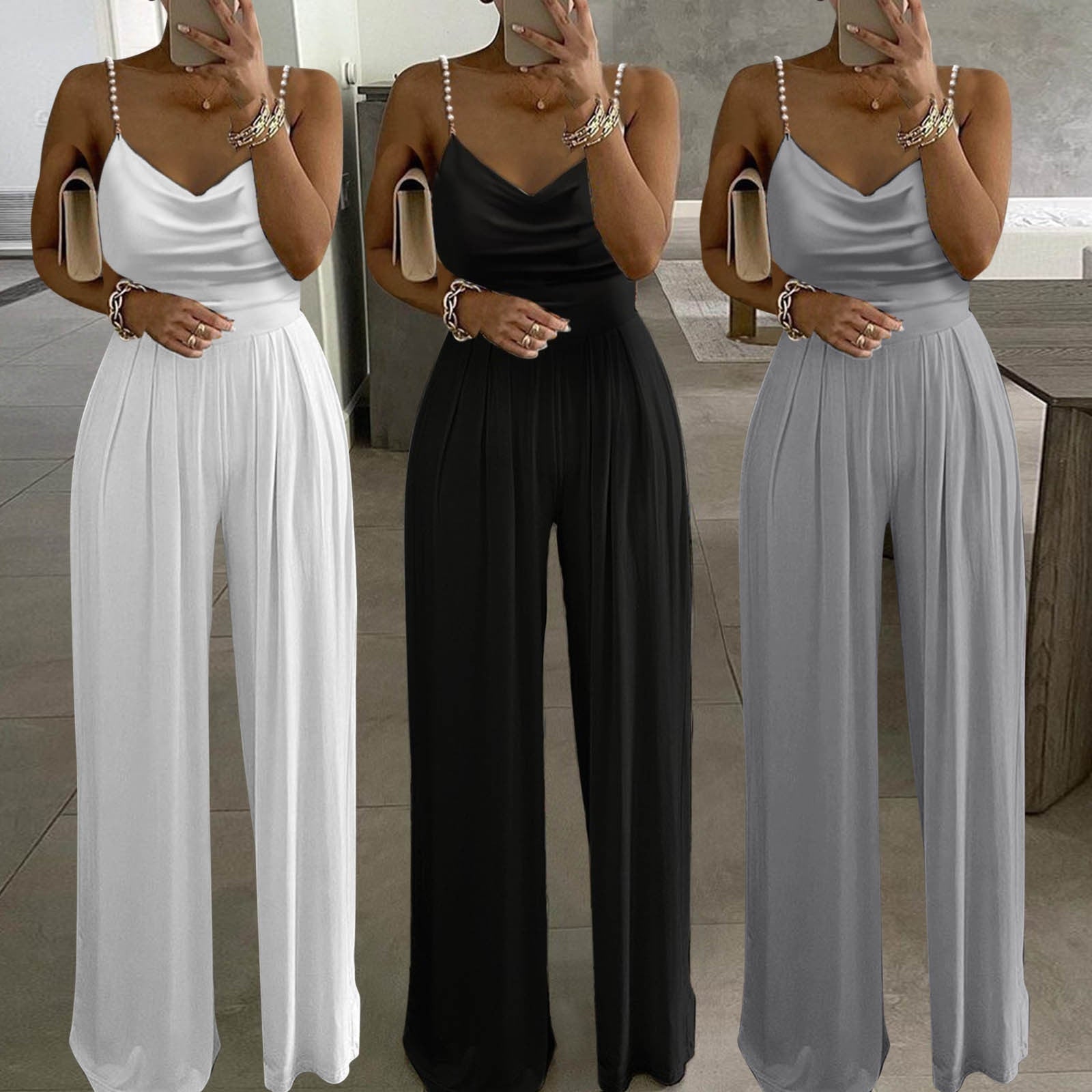 Elegant Pearl Sling Top Jumpsuit