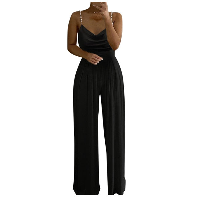 Elegant Pearl Sling Top Jumpsuit