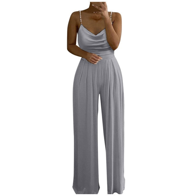 Elegant Pearl Sling Top Jumpsuit