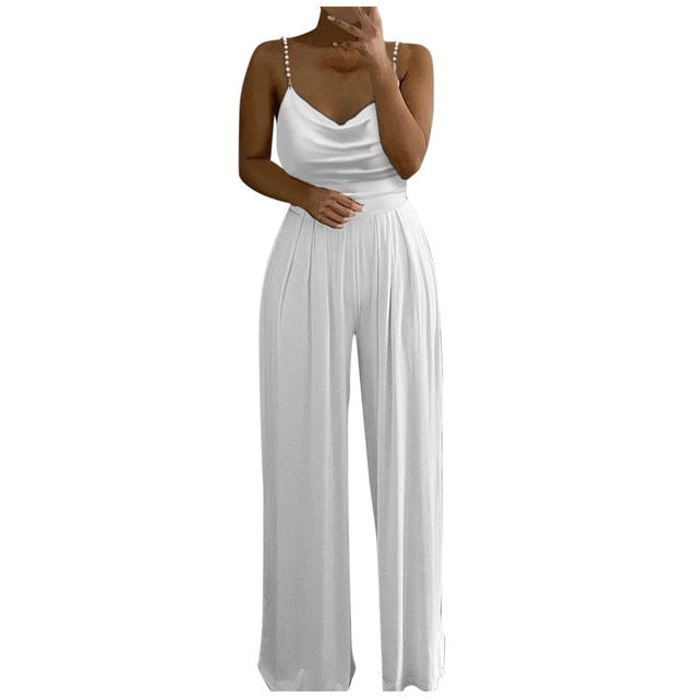 Elegant Pearl Sling Top Jumpsuit