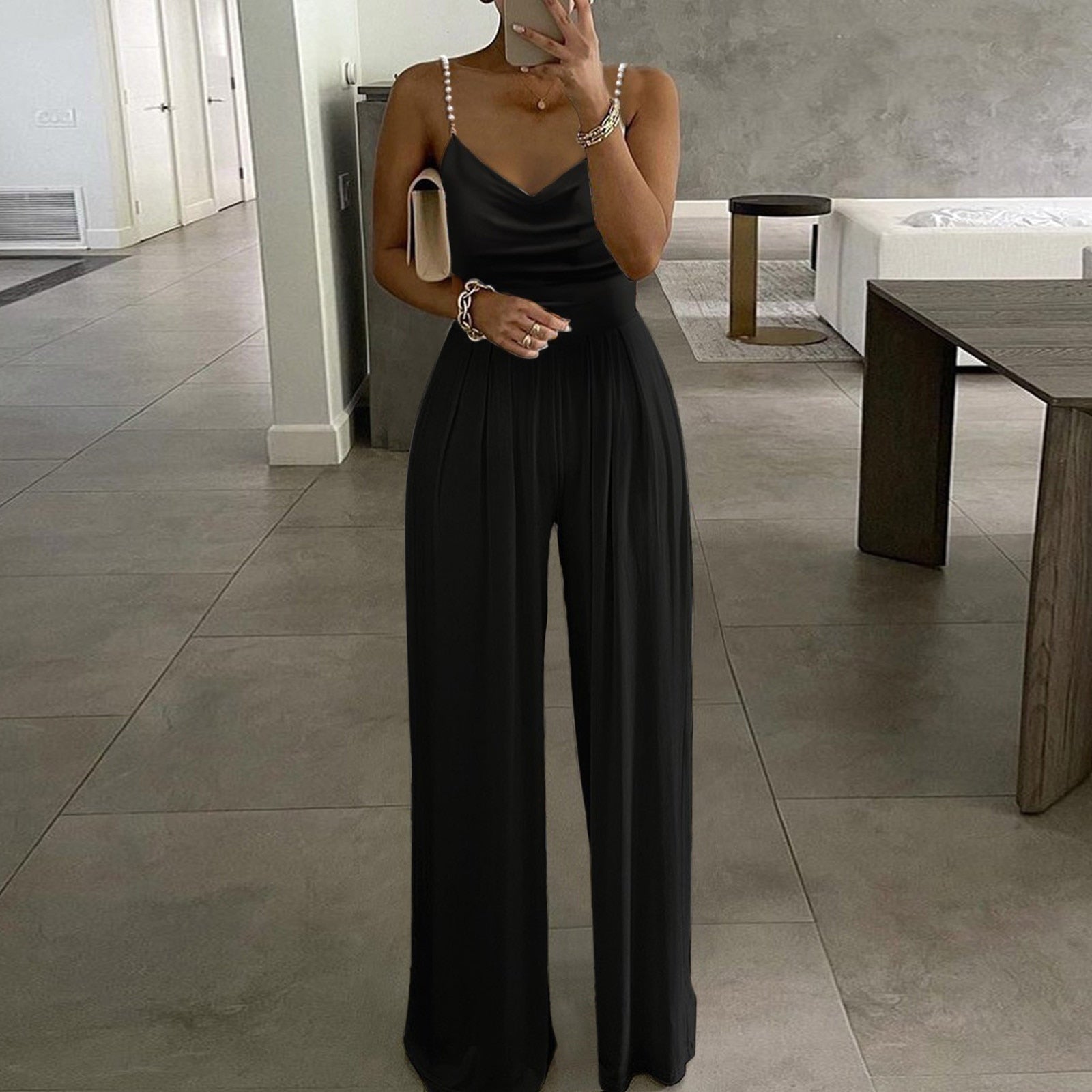 Elegant Pearl Sling Top Jumpsuit